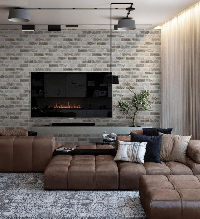 Guvana 17.3"×787" Brick Peel and Stick Wallpaper Grey Brown 3D Self Adhesive Wall Paper Removable Contact Paper Brick Textured Vintage Wallpaper Decorative Wall Classroom Covering - Image 4